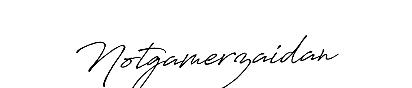 Create a beautiful signature design for name Notgamerzaidan. With this signature (Antro_Vectra_Bolder) fonts, you can make a handwritten signature for free. Notgamerzaidan signature style 7 images and pictures png