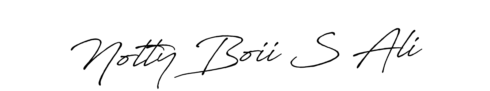 Make a beautiful signature design for name Notty Boii S Ali. With this signature (Antro_Vectra_Bolder) style, you can create a handwritten signature for free. Notty Boii S Ali signature style 7 images and pictures png