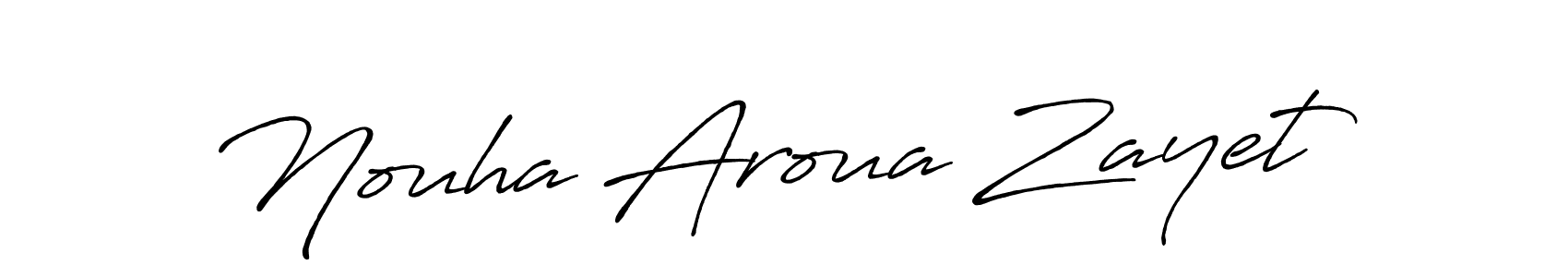 How to make Nouha Aroua Zayet name signature. Use Antro_Vectra_Bolder style for creating short signs online. This is the latest handwritten sign. Nouha Aroua Zayet signature style 7 images and pictures png