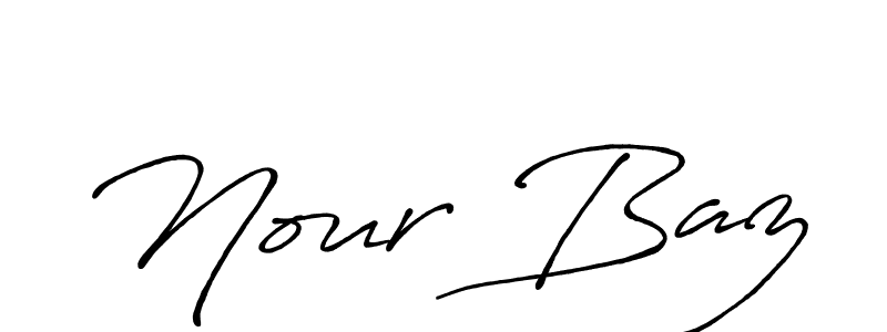 Make a beautiful signature design for name Nour Baz. With this signature (Antro_Vectra_Bolder) style, you can create a handwritten signature for free. Nour Baz signature style 7 images and pictures png