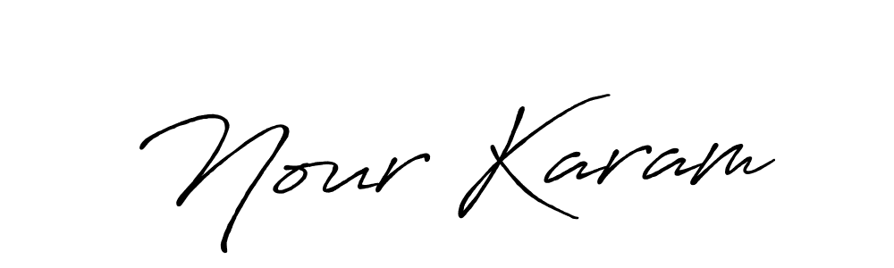 You should practise on your own different ways (Antro_Vectra_Bolder) to write your name (Nour Karam) in signature. don't let someone else do it for you. Nour Karam signature style 7 images and pictures png