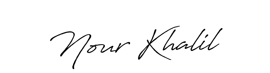 Nour Khalil stylish signature style. Best Handwritten Sign (Antro_Vectra_Bolder) for my name. Handwritten Signature Collection Ideas for my name Nour Khalil. Nour Khalil signature style 7 images and pictures png