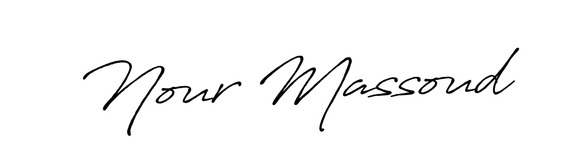 Nour Massoud stylish signature style. Best Handwritten Sign (Antro_Vectra_Bolder) for my name. Handwritten Signature Collection Ideas for my name Nour Massoud. Nour Massoud signature style 7 images and pictures png