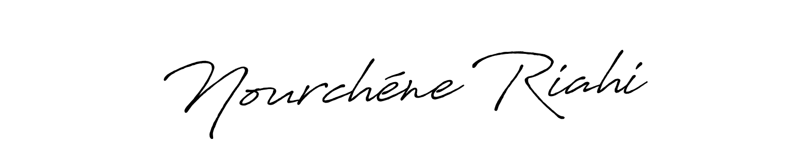 You should practise on your own different ways (Antro_Vectra_Bolder) to write your name (Nourchéne Riahi) in signature. don't let someone else do it for you. Nourchéne Riahi signature style 7 images and pictures png