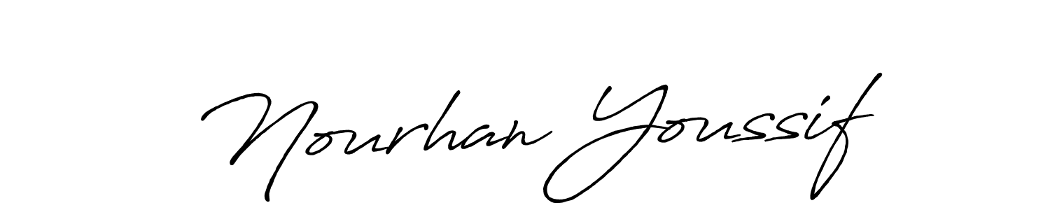 How to make Nourhan Youssif name signature. Use Antro_Vectra_Bolder style for creating short signs online. This is the latest handwritten sign. Nourhan Youssif signature style 7 images and pictures png