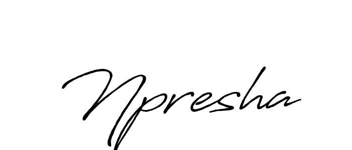 You should practise on your own different ways (Antro_Vectra_Bolder) to write your name (Npresha) in signature. don't let someone else do it for you. Npresha signature style 7 images and pictures png