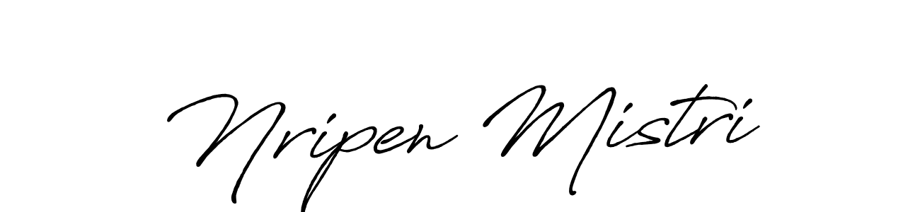 How to make Nripen Mistri name signature. Use Antro_Vectra_Bolder style for creating short signs online. This is the latest handwritten sign. Nripen Mistri signature style 7 images and pictures png