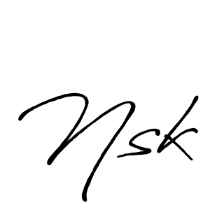 How to make Nsk signature? Antro_Vectra_Bolder is a professional autograph style. Create handwritten signature for Nsk name. Nsk signature style 7 images and pictures png