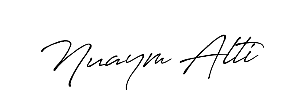 How to make Nuaym Alti name signature. Use Antro_Vectra_Bolder style for creating short signs online. This is the latest handwritten sign. Nuaym Alti signature style 7 images and pictures png