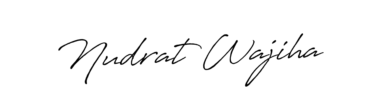 The best way (Antro_Vectra_Bolder) to make a short signature is to pick only two or three words in your name. The name Nudrat Wajiha include a total of six letters. For converting this name. Nudrat Wajiha signature style 7 images and pictures png