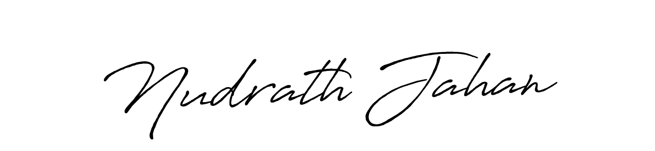 Make a beautiful signature design for name Nudrath Jahan. With this signature (Antro_Vectra_Bolder) style, you can create a handwritten signature for free. Nudrath Jahan signature style 7 images and pictures png