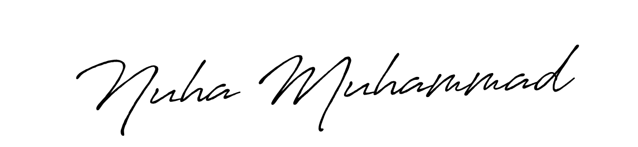 Make a beautiful signature design for name Nuha Muhammad. With this signature (Antro_Vectra_Bolder) style, you can create a handwritten signature for free. Nuha Muhammad signature style 7 images and pictures png