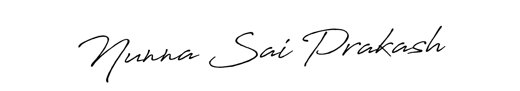 How to make Nunna Sai Prakash name signature. Use Antro_Vectra_Bolder style for creating short signs online. This is the latest handwritten sign. Nunna Sai Prakash signature style 7 images and pictures png