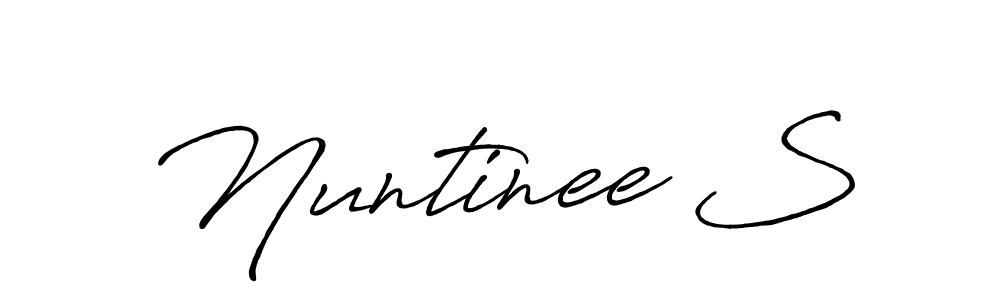 Use a signature maker to create a handwritten signature online. With this signature software, you can design (Antro_Vectra_Bolder) your own signature for name Nuntinee S. Nuntinee S signature style 7 images and pictures png