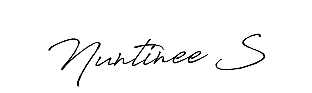 Use a signature maker to create a handwritten signature online. With this signature software, you can design (Antro_Vectra_Bolder) your own signature for name Nuntinee S. Nuntinee S signature style 7 images and pictures png