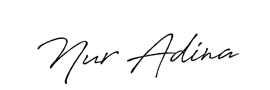 How to make Nur Adina name signature. Use Antro_Vectra_Bolder style for creating short signs online. This is the latest handwritten sign. Nur Adina signature style 7 images and pictures png