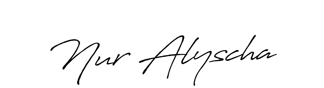 Create a beautiful signature design for name Nur Alyscha. With this signature (Antro_Vectra_Bolder) fonts, you can make a handwritten signature for free. Nur Alyscha signature style 7 images and pictures png