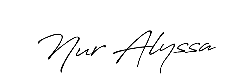 You should practise on your own different ways (Antro_Vectra_Bolder) to write your name (Nur Alyssa) in signature. don't let someone else do it for you. Nur Alyssa signature style 7 images and pictures png