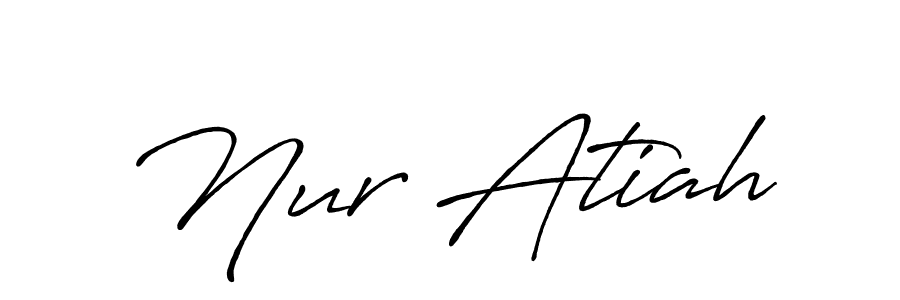 How to make Nur Atiah name signature. Use Antro_Vectra_Bolder style for creating short signs online. This is the latest handwritten sign. Nur Atiah signature style 7 images and pictures png