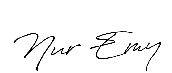 The best way (Antro_Vectra_Bolder) to make a short signature is to pick only two or three words in your name. The name Nur Emy include a total of six letters. For converting this name. Nur Emy signature style 7 images and pictures png