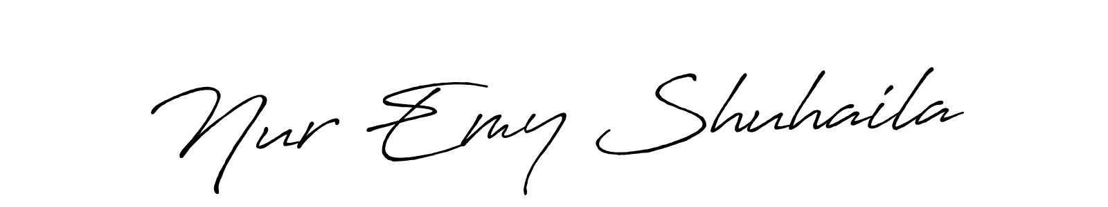 Use a signature maker to create a handwritten signature online. With this signature software, you can design (Antro_Vectra_Bolder) your own signature for name Nur Emy Shuhaila. Nur Emy Shuhaila signature style 7 images and pictures png