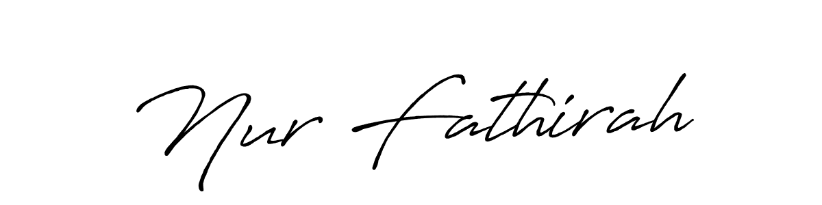 How to make Nur Fathirah name signature. Use Antro_Vectra_Bolder style for creating short signs online. This is the latest handwritten sign. Nur Fathirah signature style 7 images and pictures png