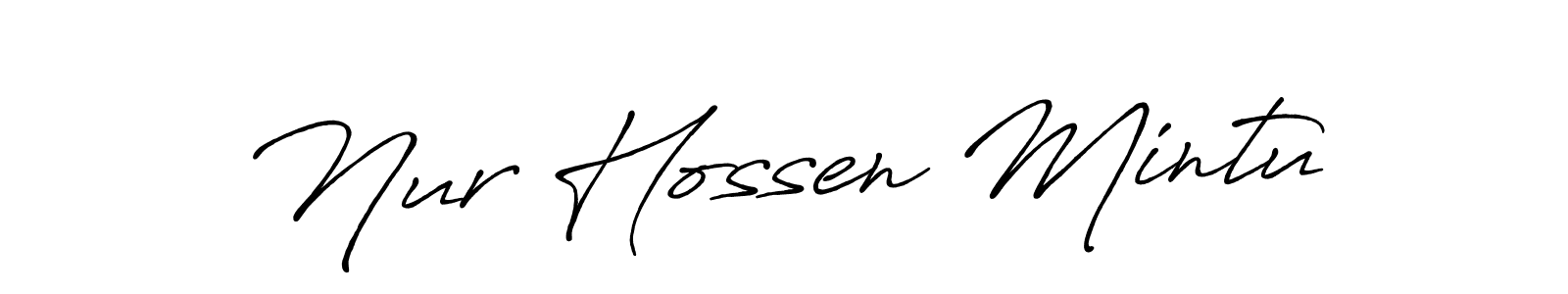 It looks lik you need a new signature style for name Nur Hossen Mintu. Design unique handwritten (Antro_Vectra_Bolder) signature with our free signature maker in just a few clicks. Nur Hossen Mintu signature style 7 images and pictures png