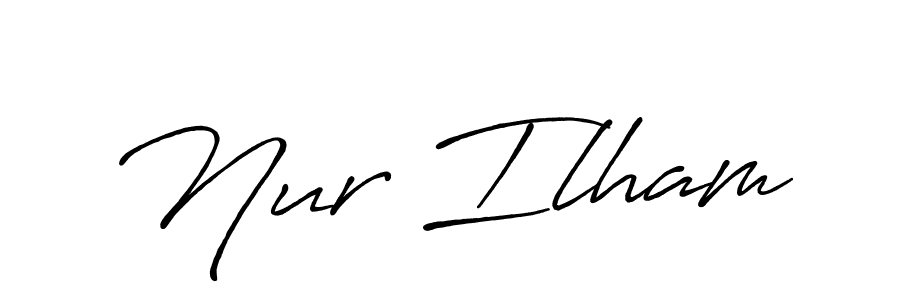 The best way (Antro_Vectra_Bolder) to make a short signature is to pick only two or three words in your name. The name Nur Ilham include a total of six letters. For converting this name. Nur Ilham signature style 7 images and pictures png