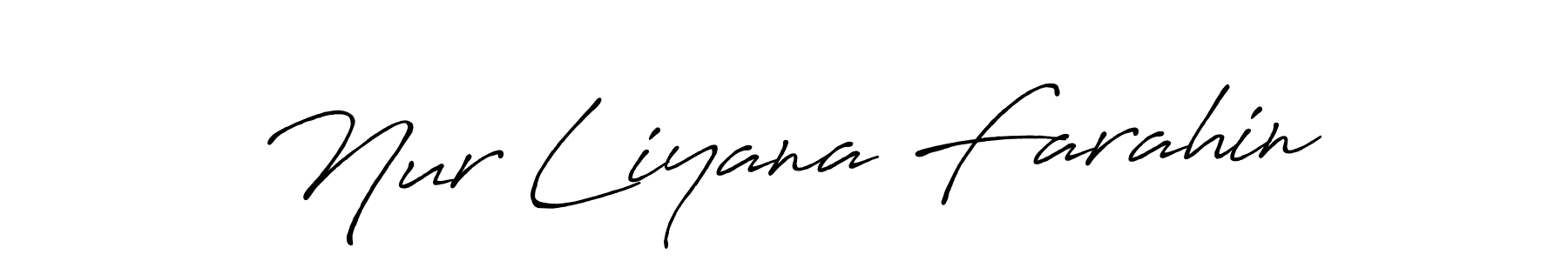 The best way (Antro_Vectra_Bolder) to make a short signature is to pick only two or three words in your name. The name Nur Liyana Farahin include a total of six letters. For converting this name. Nur Liyana Farahin signature style 7 images and pictures png