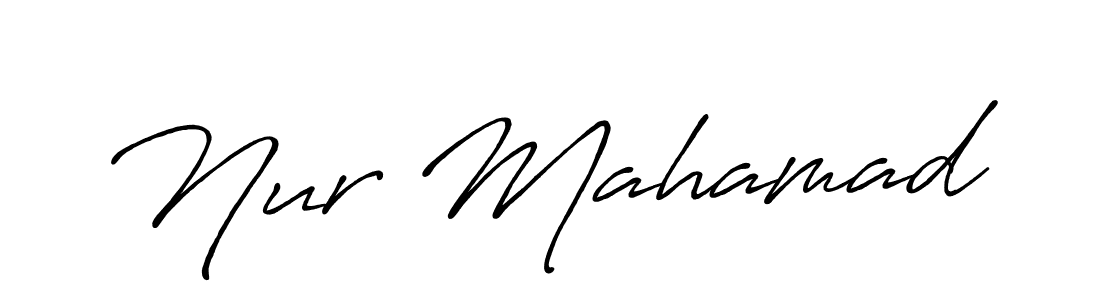 How to make Nur Mahamad name signature. Use Antro_Vectra_Bolder style for creating short signs online. This is the latest handwritten sign. Nur Mahamad signature style 7 images and pictures png