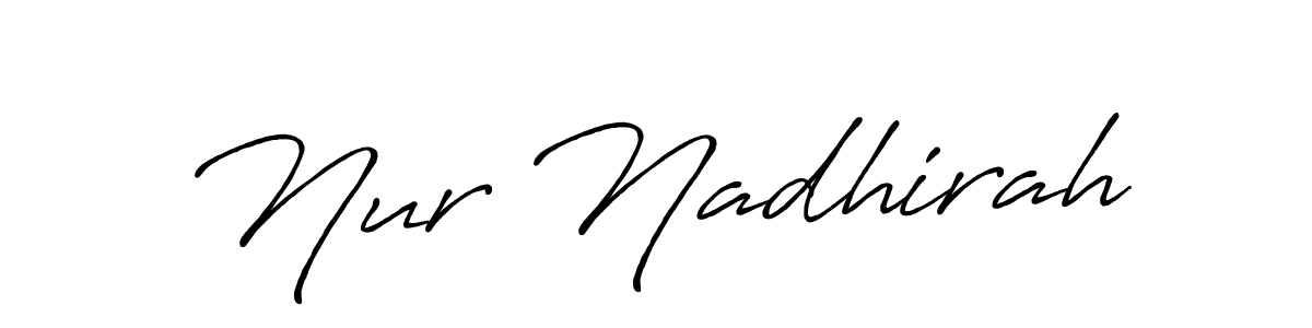 Design your own signature with our free online signature maker. With this signature software, you can create a handwritten (Antro_Vectra_Bolder) signature for name Nur Nadhirah. Nur Nadhirah signature style 7 images and pictures png