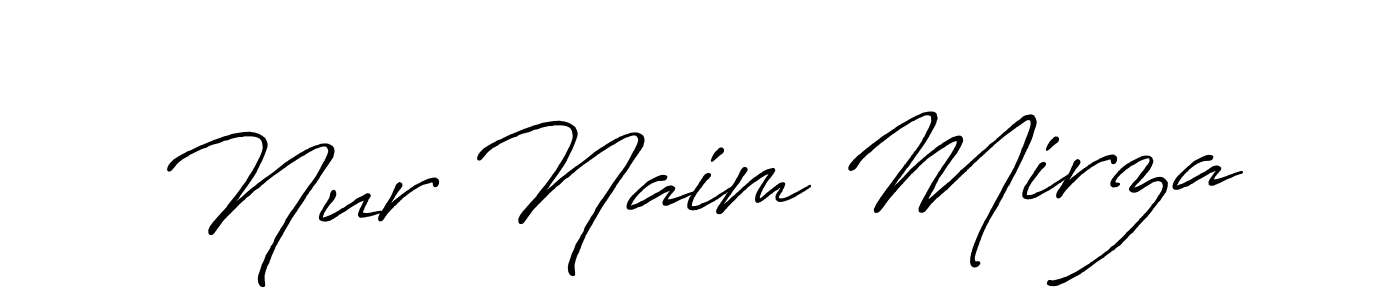 How to make Nur Naim Mirza name signature. Use Antro_Vectra_Bolder style for creating short signs online. This is the latest handwritten sign. Nur Naim Mirza signature style 7 images and pictures png