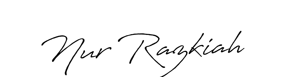 Design your own signature with our free online signature maker. With this signature software, you can create a handwritten (Antro_Vectra_Bolder) signature for name Nur Razkiah. Nur Razkiah signature style 7 images and pictures png