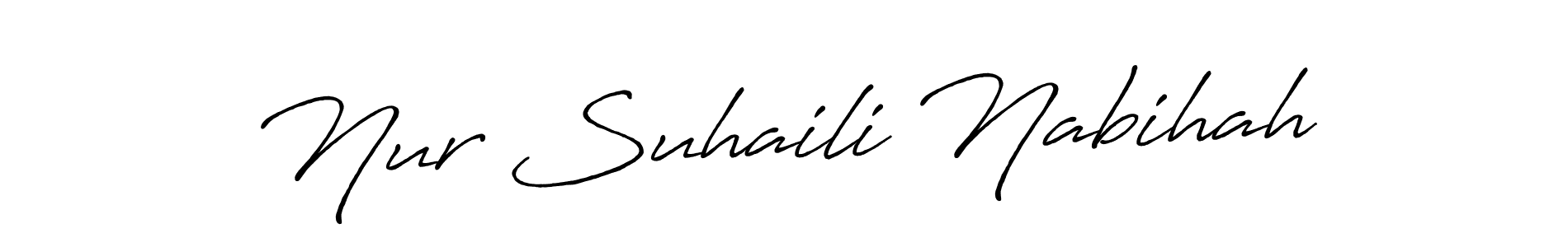 This is the best signature style for the Nur Suhaili Nabihah name. Also you like these signature font (Antro_Vectra_Bolder). Mix name signature. Nur Suhaili Nabihah signature style 7 images and pictures png