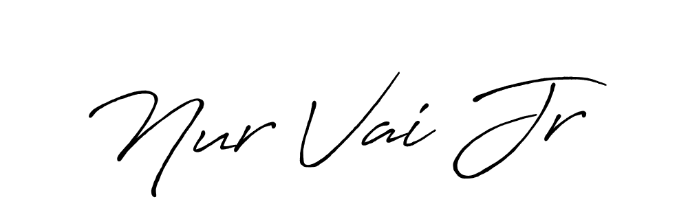 The best way (Antro_Vectra_Bolder) to make a short signature is to pick only two or three words in your name. The name Nur Vai Jr include a total of six letters. For converting this name. Nur Vai Jr signature style 7 images and pictures png