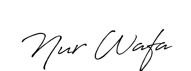How to make Nur Wafa name signature. Use Antro_Vectra_Bolder style for creating short signs online. This is the latest handwritten sign. Nur Wafa signature style 7 images and pictures png