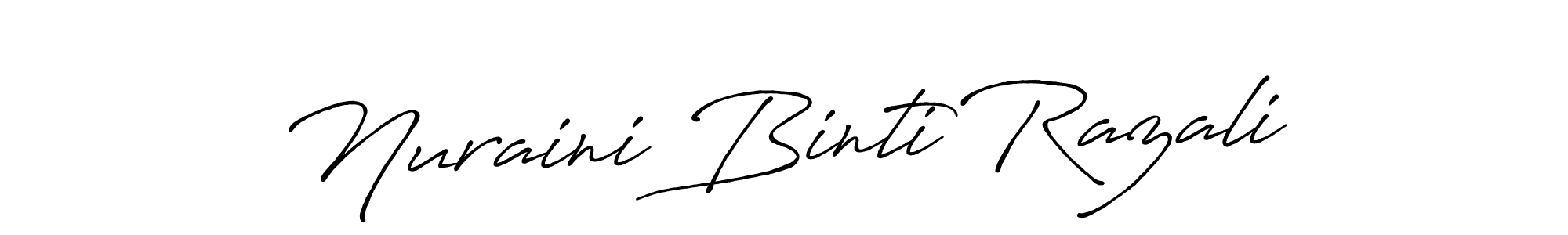 The best way (Antro_Vectra_Bolder) to make a short signature is to pick only two or three words in your name. The name Nuraini Binti Razali include a total of six letters. For converting this name. Nuraini Binti Razali signature style 7 images and pictures png