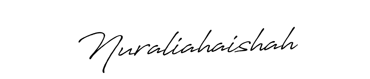 if you are searching for the best signature style for your name Nuraliahaishah. so please give up your signature search. here we have designed multiple signature styles  using Antro_Vectra_Bolder. Nuraliahaishah signature style 7 images and pictures png