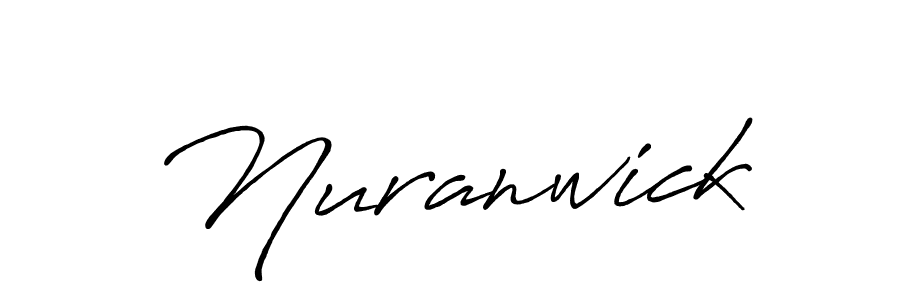 Use a signature maker to create a handwritten signature online. With this signature software, you can design (Antro_Vectra_Bolder) your own signature for name Nuranwick. Nuranwick signature style 7 images and pictures png