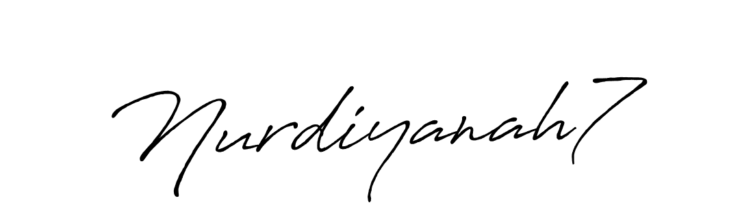 Use a signature maker to create a handwritten signature online. With this signature software, you can design (Antro_Vectra_Bolder) your own signature for name Nurdiyanah7. Nurdiyanah7 signature style 7 images and pictures png