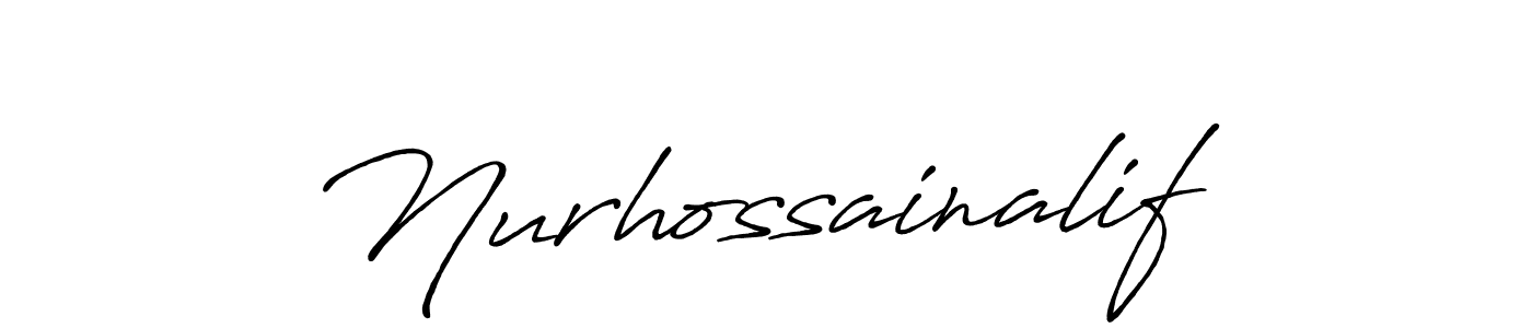 Make a beautiful signature design for name Nurhossainalif. With this signature (Antro_Vectra_Bolder) style, you can create a handwritten signature for free. Nurhossainalif signature style 7 images and pictures png