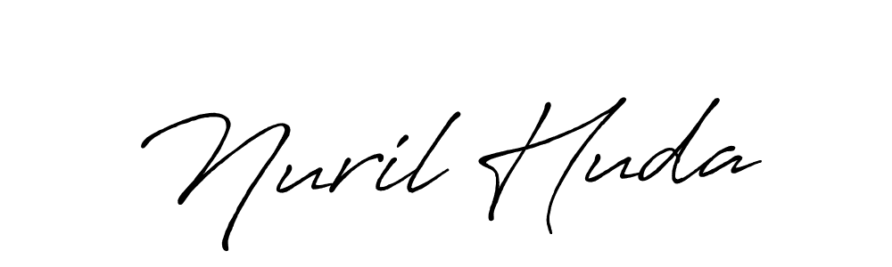 How to make Nuril Huda name signature. Use Antro_Vectra_Bolder style for creating short signs online. This is the latest handwritten sign. Nuril Huda signature style 7 images and pictures png