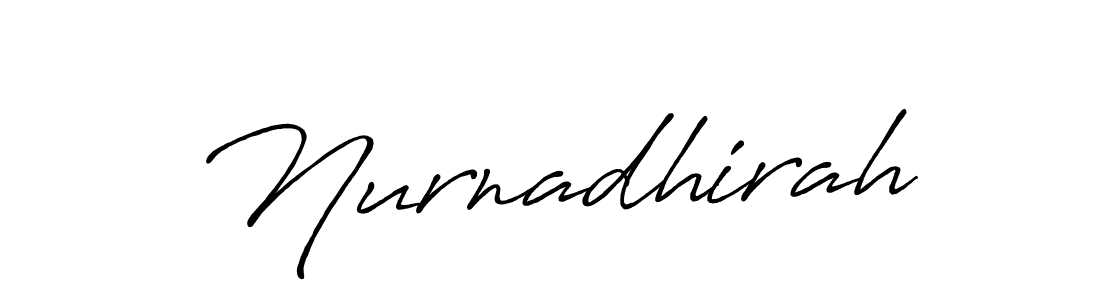 Use a signature maker to create a handwritten signature online. With this signature software, you can design (Antro_Vectra_Bolder) your own signature for name Nurnadhirah. Nurnadhirah signature style 7 images and pictures png