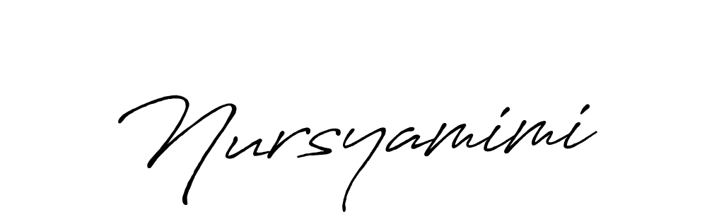 Also You can easily find your signature by using the search form. We will create Nursyamimi name handwritten signature images for you free of cost using Antro_Vectra_Bolder sign style. Nursyamimi signature style 7 images and pictures png