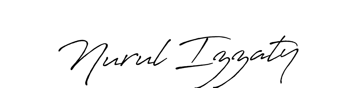 Use a signature maker to create a handwritten signature online. With this signature software, you can design (Antro_Vectra_Bolder) your own signature for name Nurul Izzaty. Nurul Izzaty signature style 7 images and pictures png