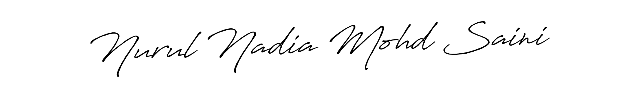 Make a beautiful signature design for name Nurul Nadia Mohd Saini. With this signature (Antro_Vectra_Bolder) style, you can create a handwritten signature for free. Nurul Nadia Mohd Saini signature style 7 images and pictures png