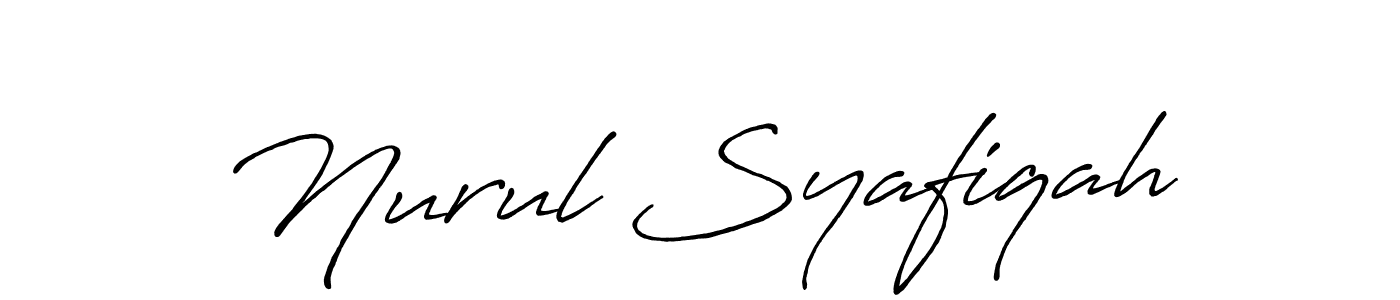 How to make Nurul Syafiqah name signature. Use Antro_Vectra_Bolder style for creating short signs online. This is the latest handwritten sign. Nurul Syafiqah signature style 7 images and pictures png