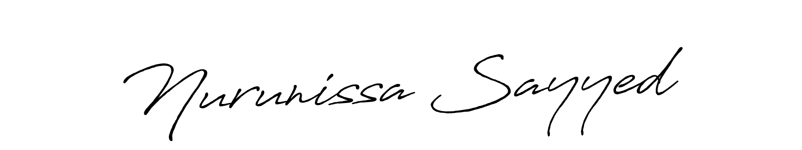 It looks lik you need a new signature style for name Nurunissa Sayyed. Design unique handwritten (Antro_Vectra_Bolder) signature with our free signature maker in just a few clicks. Nurunissa Sayyed signature style 7 images and pictures png