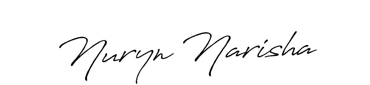 Use a signature maker to create a handwritten signature online. With this signature software, you can design (Antro_Vectra_Bolder) your own signature for name Nuryn Narisha. Nuryn Narisha signature style 7 images and pictures png