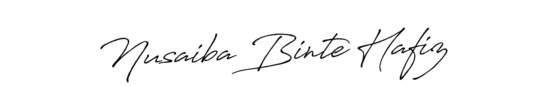 How to make Nusaiba Binte Hafiz name signature. Use Antro_Vectra_Bolder style for creating short signs online. This is the latest handwritten sign. Nusaiba Binte Hafiz signature style 7 images and pictures png